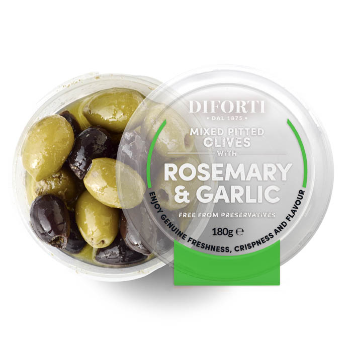 Garlic And Rosemary Mixed Pitted Olives 180gr